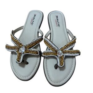 Rialto‎ Comfort Womens Sandals Flip Flops 9 Starfish Beaded Embellished Thong
